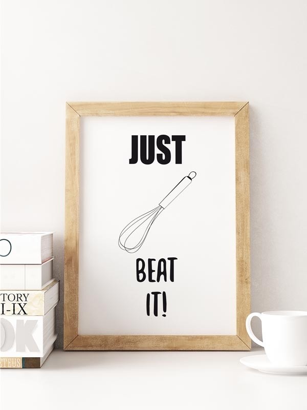 Keuken poster zwart wit Just beat it housewarmingkado - Keukenposters -  Becca's Studio